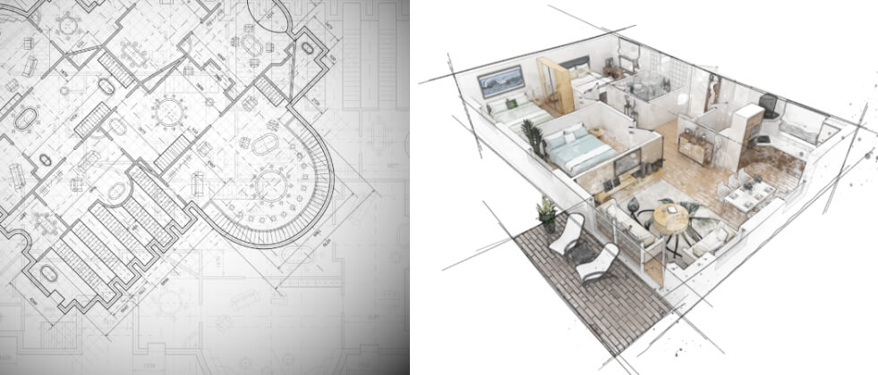 What is the difference between floor plan and blueprint?
