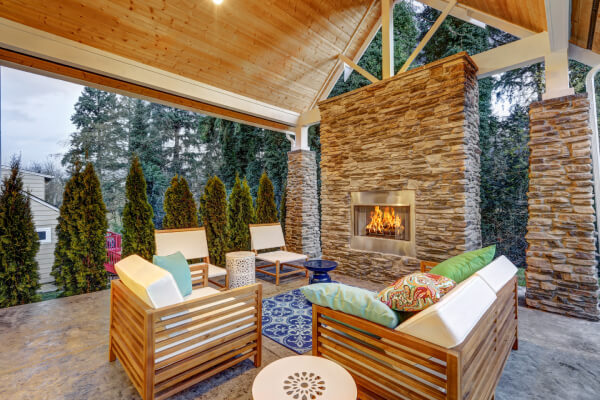 Deck idea with fireplace