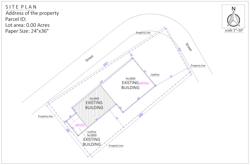 Site Plan for obtain a zoning permit for shop